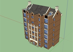 英式花园洋房建筑SU(草图大师)模型设计