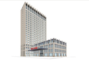 某新古典风格高层大酒店建筑设计SU(草图大师)模型