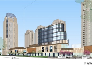 新古典+现代商业中心及商住楼建筑设计SU(草图大师)模型