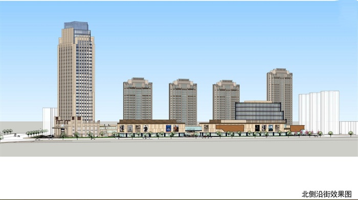 新古典 现代商业中心及商住楼建筑设计su模型