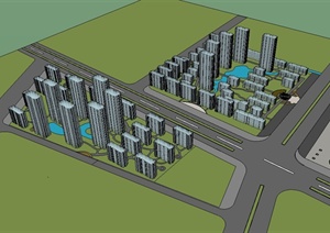 现代小区详细建筑规划设计SU(草图大师)模型