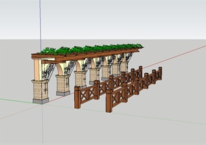 某欧式风格花架、栏杆设计SU(草图大师)模型