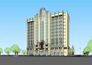 新古典酒店建筑楼设计SU(草图大师)模型