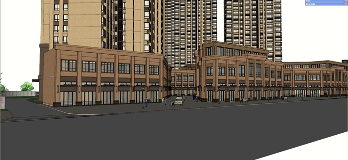 新古典小区 入口商业街住宅建筑楼设计su模型