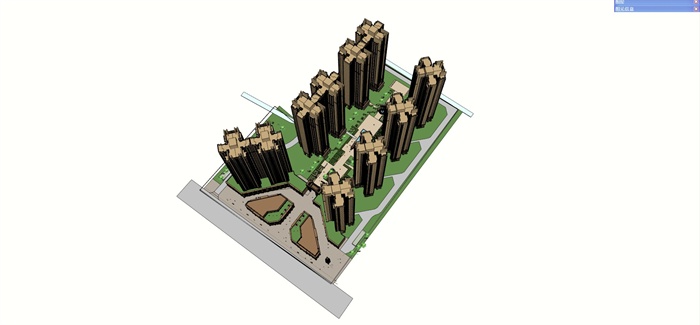 新古典小区 入口商业街住宅建筑楼设计su模型