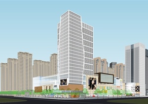 新古典商业住宅楼及办公楼建筑SU(草图大师)模型