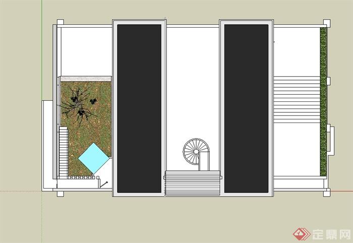 现代住宅别墅空间设计su模型(3)