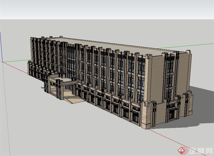 某新古典风格多层办公楼建筑设计su模型(2)