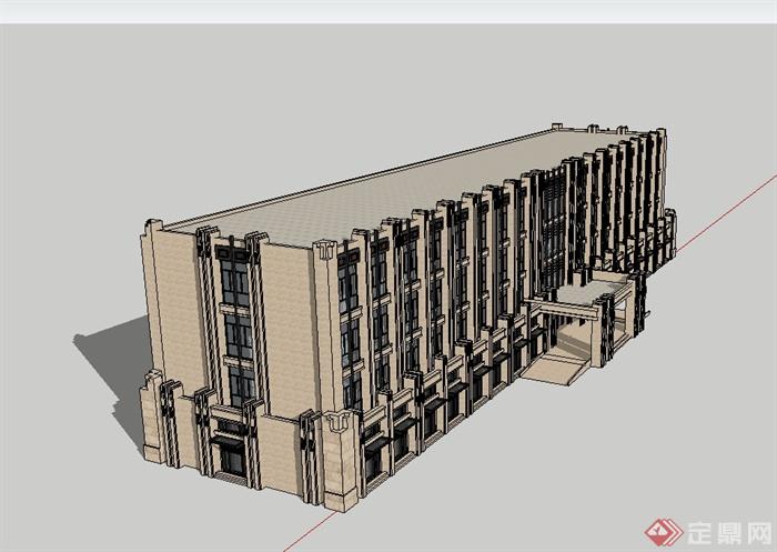 某新古典风格多层办公楼建筑设计su模型(3)