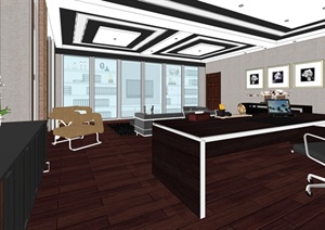 某现代风格精致室内办公室设计SU(草图大师)模型