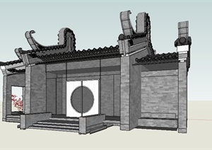 古典中式住宅入口门房建筑SU(草图大师)模型