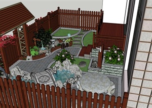 古典中式小庭院园设计SU(草图大师)模型