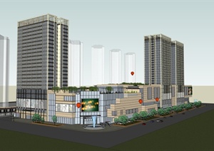 现代风格高层商业街综合体建筑设计SU(草图大师)模型