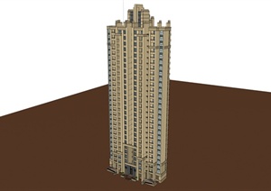 某新古典风格超高层住宅楼SU(草图大师)模型