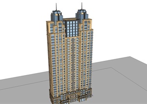 某新古典风格精致详细高层住宅楼设计SU(草图大师)模型