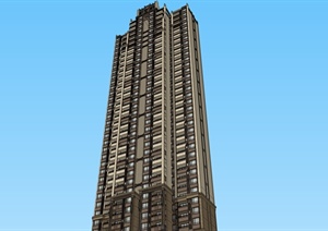 某高层简约新古典住宅楼建筑设计SU(草图大师)模型