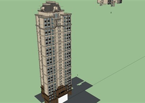 某新古典风格住宅高层楼设计SU(草图大师)模型