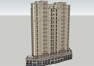 古典风格高层商住建筑楼设计SU(草图大师)模型