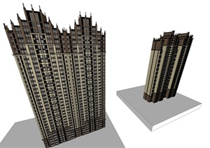 新古典住宅高层楼建筑设计SU(草图大师)模型