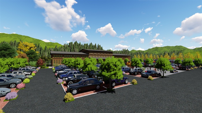 中式风格停车场建筑景观设计（（效果图、PSD、SU）
