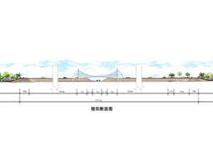 某现代风格滨水景观堤坝设计psd方案图
