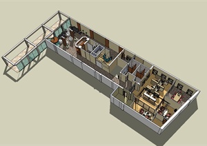 某现代风格室内办公室空间设计SU(草图大师)模型