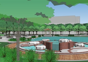 现代风格市民公园景观设计SU(草图大师)模型