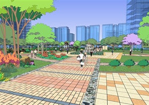 简约新古典居住区景观环境设计SU(草图大师)模型