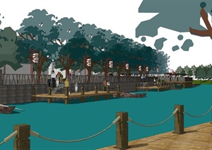 现代中式码头景观设计SU(草图大师)模型