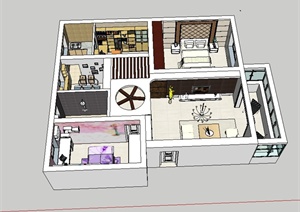 现代风格住宅室内空间装饰SU(草图大师)模型