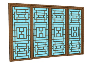 现代中式风格窗户设计SU(草图大师)模型
