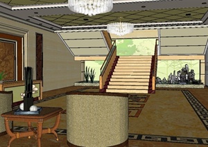 某欧式风格酒店大厅设计SU(草图大师)模型