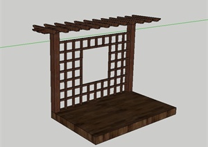 某现代中式风格木廊架设计SU(草图大师)模型