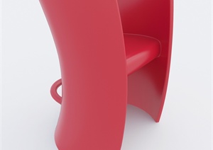 现代红色塑料单椅3D模型