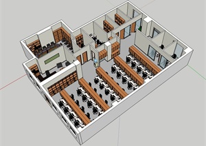 某现代风格精致大型办公室空间设计SU(草图大师)模型