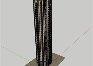 某新古典超高层住宅建筑楼设计SU(草图大师)模型