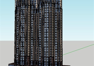 新古典双拼高层住宅楼SU(草图大师)建筑模型