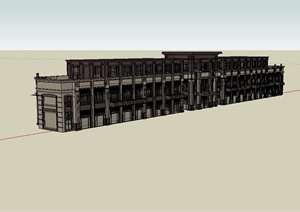 三层新古典风格商业建筑楼设计SU(草图大师)模型