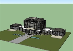 某新古典星级酒店建筑设计SU(草图大师)模型