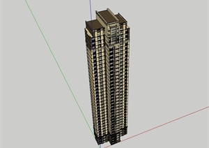 新古典风格超高层住宅建筑楼设计SU(草图大师)模型