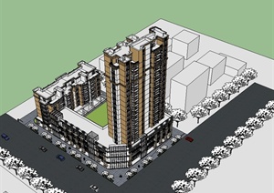 新古典风格办公楼建筑设计SU(草图大师)模型