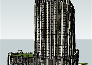 新古典高层酒店或写字楼建筑设计SU(草图大师)模型