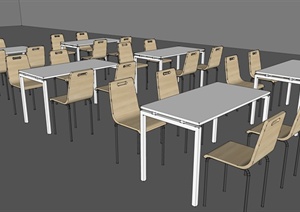某现代风格食堂餐桌椅设计SU(草图大师)模型