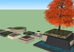 9款景观树池设计SU(草图大师)模型