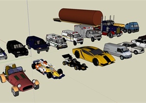 18种不同的交通运输车设计SU(草图大师)模型