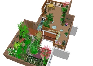 某现代风格详细住宅庭院阳台设计SU(草图大师)模型