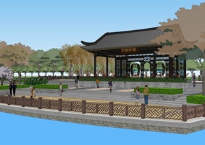 现代临水公园广场景观设计SU(草图大师)模型