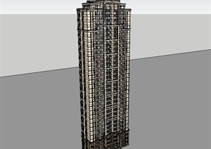 新古典风格高层住宅建筑SU(草图大师)模型
