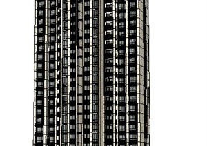 新古典独栋高层公寓楼住宅建筑SU(草图大师)模型