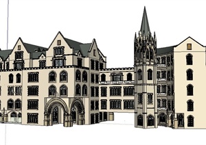 古典英式多层办公楼建筑设计SU(草图大师)模型